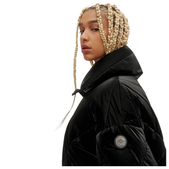 Noize Black Quilted Puffer Jacket Women's Small Vegan Winter Ski Coat Cozycore - Picture 4 of 16